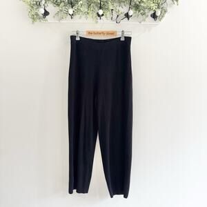 Paper Label Black Ribbed Elastic Waist Wide Leg lounge Pants Medium ef4141